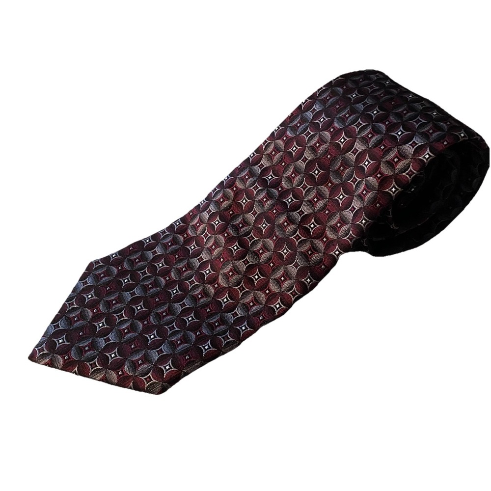 Pronto Uomo Men's 100% Silk Tie Burgundy&Gray 58"-3"NWT